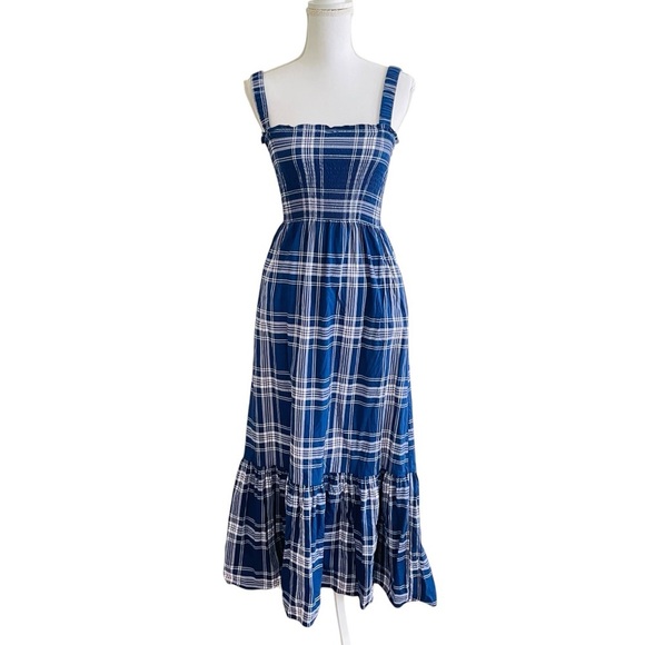 Hill House Anjuli Nap Dress in Navy Plaid Size XS - Picture 7 of 13